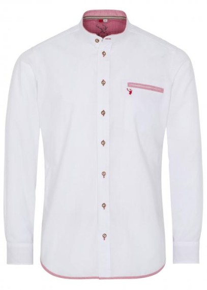 Spieth & Wensky Trachtenhemd Nori-Hemd Slim Fit weiß/rot